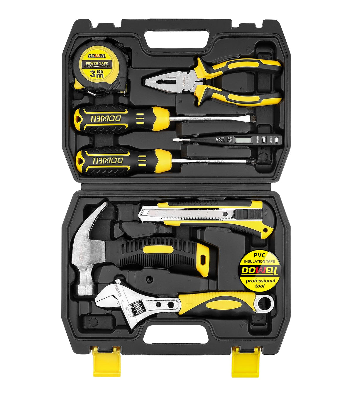 DOWELL 10 Piece Small Tool Kit,Mini Portable Tool Set,Home Repair Hand Tool Kit with Plastic Tool box Storage Case