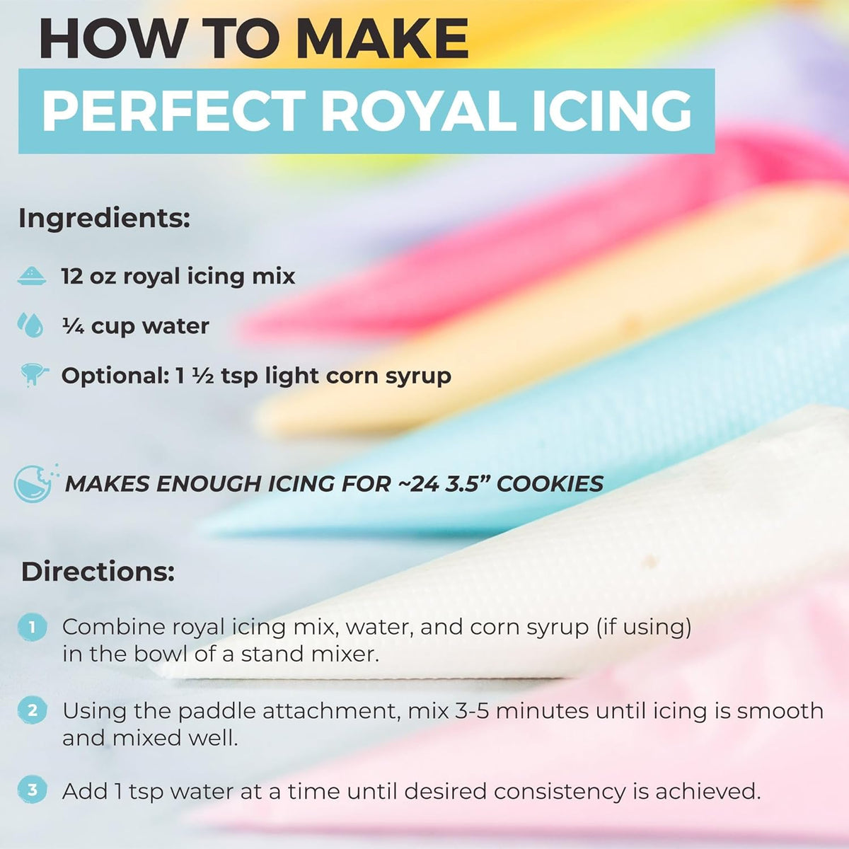 Royal Icing Mix - Premium 12oz Icing for Sugar Cookies | Easy to Use, Naturally Flavored, Gluten-Free