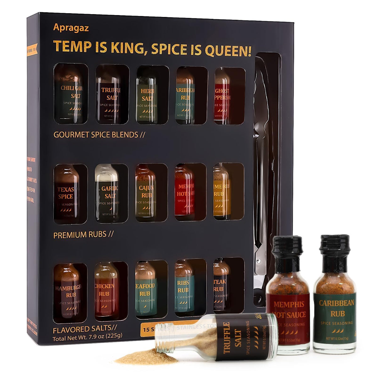 Grilling Seasoning Gift Set-15 Pack Unique Spices and Seasonings Sets for Men, All-Purpose BBQ Spices and Rubs Set, Birthday Gifts for Him, Husbands, Dad, Son, Mother, Father, Cooking Chefs