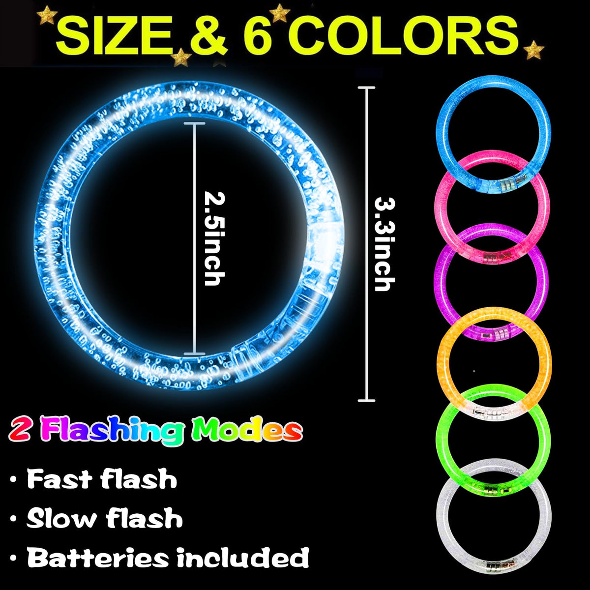 20 Pack LED Glow Bracelets Party Favors for Adult Glow in The Dark Party Supplies, LED Bracelet Light Up Toys Neon Birthday Wedding Gifts, Goodie Bags Stuffers, Classroom Games Prizes Patriotic