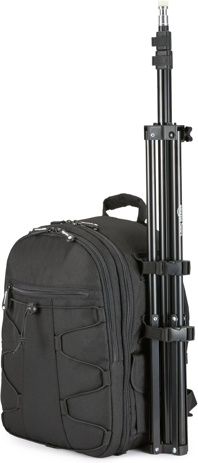Amazon Basics 2.8-6.7 Portable Aluminum Photography Light Stand Tripod with Case, feet, Black