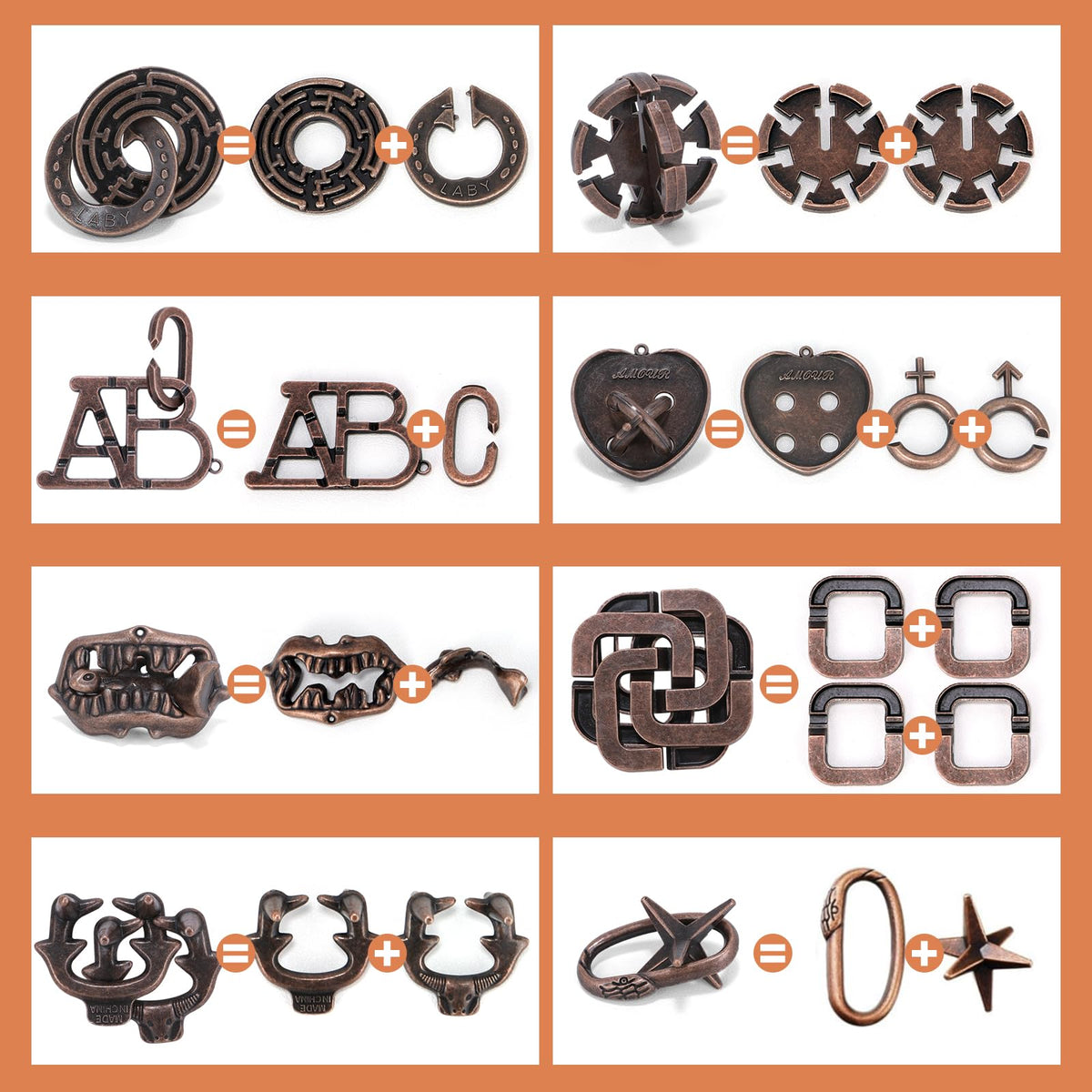 8 Pcs Brain Teaser Puzzles for Adults Teens - Metal Puzzles 3D Puzzle Game Toys for Adults Teens - Unlock Interlocking Puzzle Adult IQ Education Smart Toys
