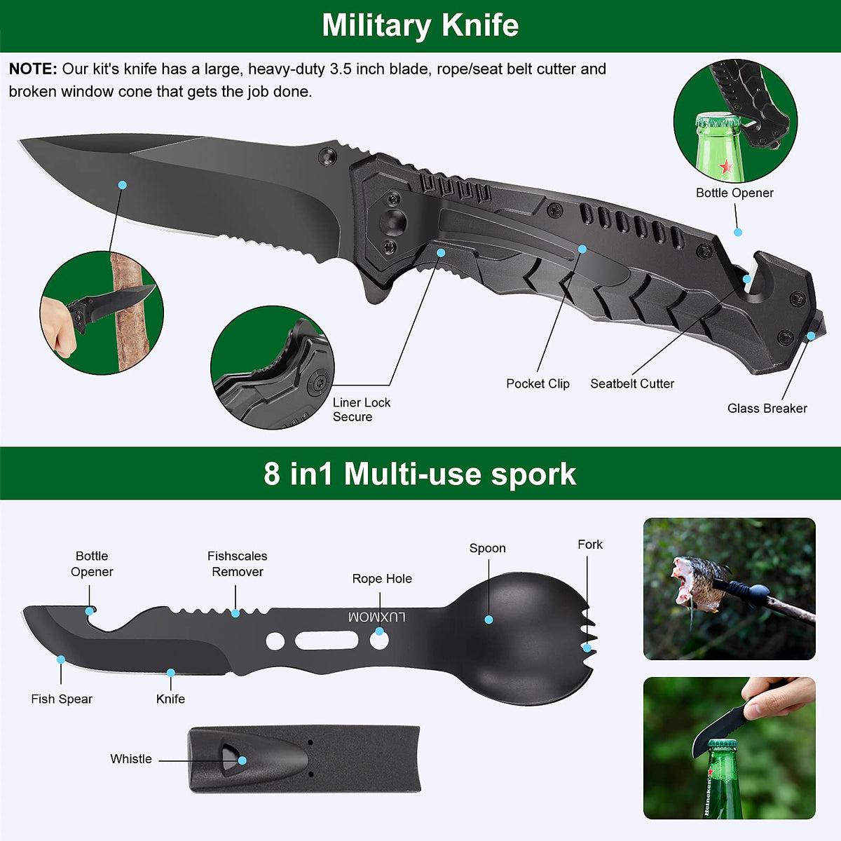 Gifts for Men Dad Christmas Husband Teenage Boy, Survival Kit 28 in 1, Survival Gear Tool Emergency Tactical Equipment Supplies Kits for Families Outdoors Camping Hiking Adventures