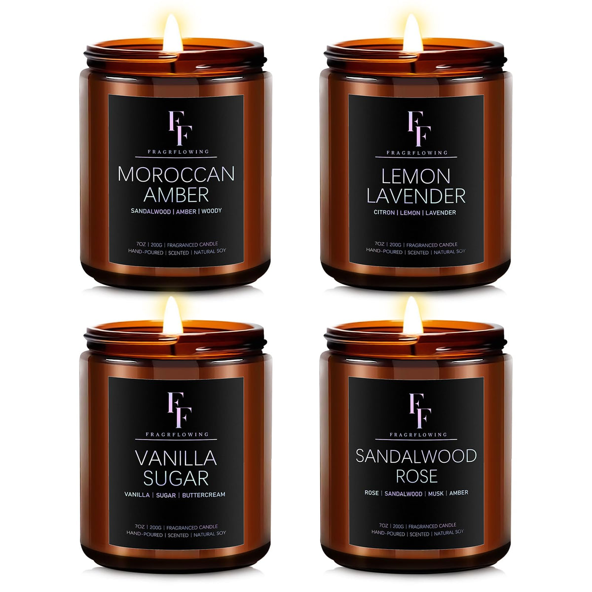 Scented Candles for Home Scented Aromatherapy Candles, 4 Pack 28 Oz Soy Wax Candle Gift Set Valentine's Day Gift for Women Men (Lavender/Vanilla//Sandalwood Rose/Moroccan Amber)