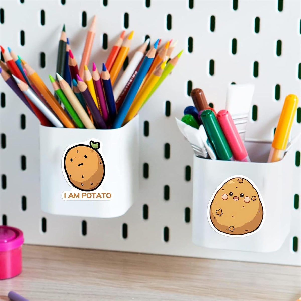 WASHBO 50Pcs Potato Stickers Funny Cartoon Potato Vinyl/PVC Decals for Kids Boys Girls, Cute Stickers for Water Bottles