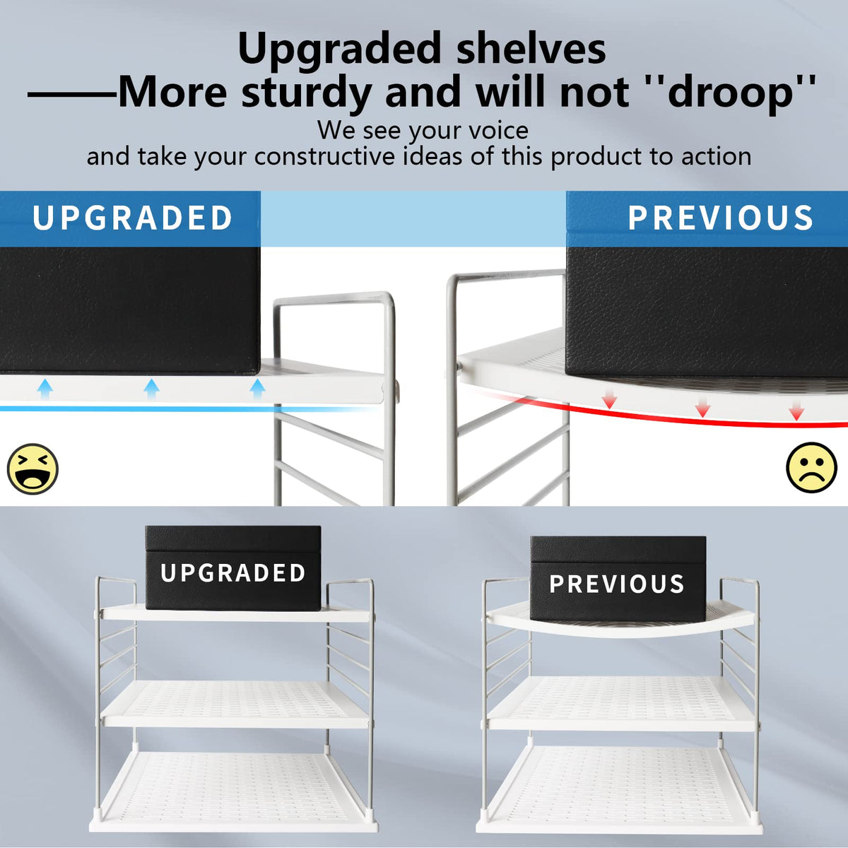 WANCHIY Upgraded Cabinet Organizers - Divided Compartment Holder for Plastic Bag, Wrap, Foil, Snack and Box - Kitchen Organization Under Sink Storage Suitable