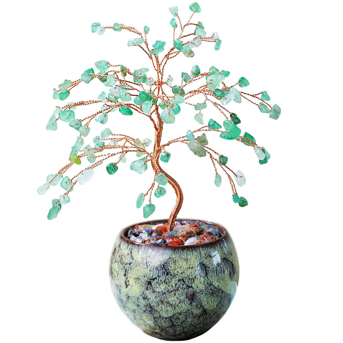 Runyangshi Green Aventurine Crystal Tree of Life - 8" Large Natural Chakra Healing Crystal Tree, Bringing Money, Good Luck, Positive Energy for Home Decor, Feng Shui Gifts, Office Desk Ornament