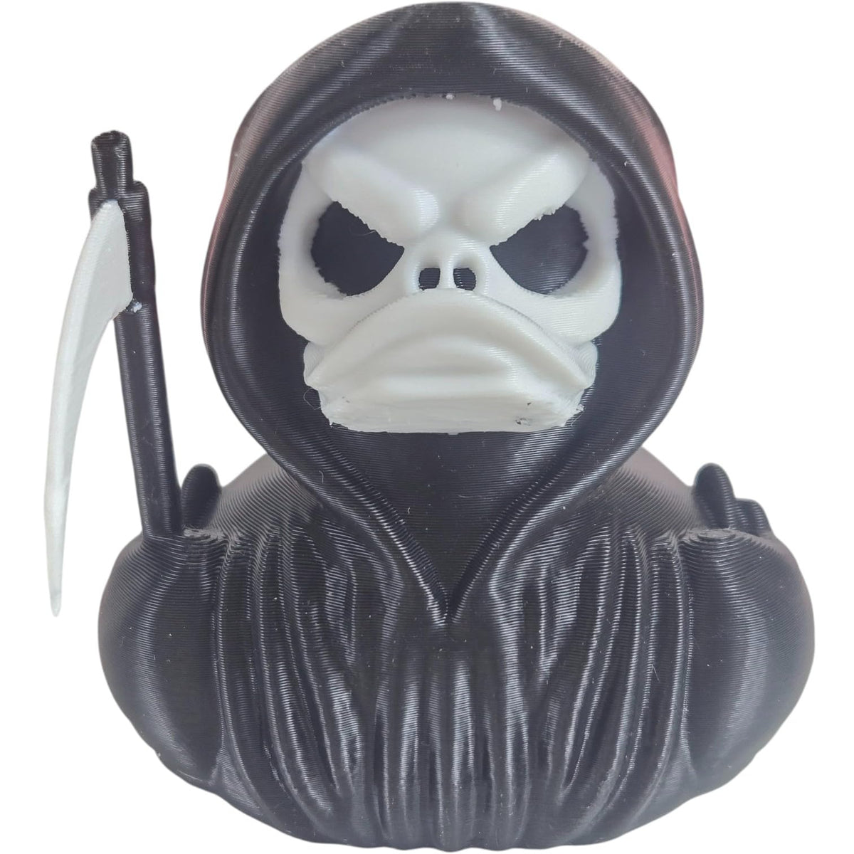Grim Reaper Duck Collectible Figurine - Macabre Gothic Horror Desk Accent for Unique Shelf Display or Gift - 3D Printed in Canada