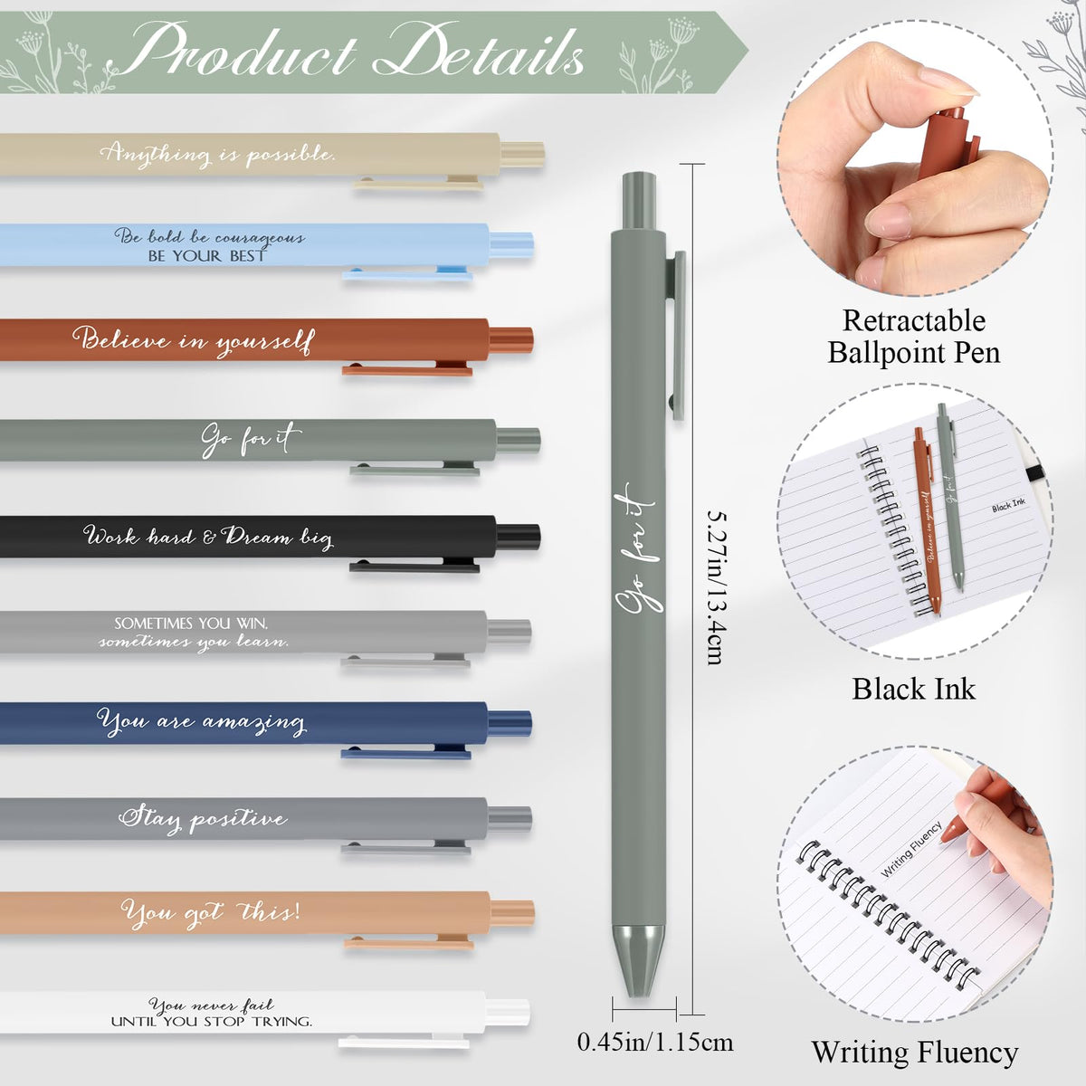 Tenceur 20 Set Teacher Appreciation Gifts Bulk Nurse Appreciation Gifts Inspirational Notebook Pen for Office Staff Teacher Volunteer Team Receptionist Day Graduation (Classic Color)
