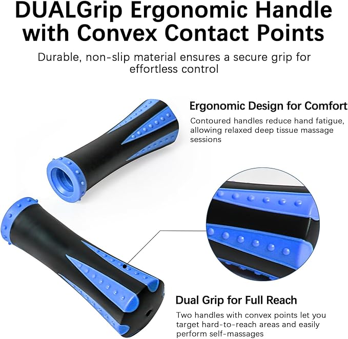 Muscle Roller Stick for Athletes - Deep Tissue Fascia Blaster & Roller Massager for Myofascial Pain Relief - Handheld Physical Therapy & Recovery Tool(Blue black-18 inch)