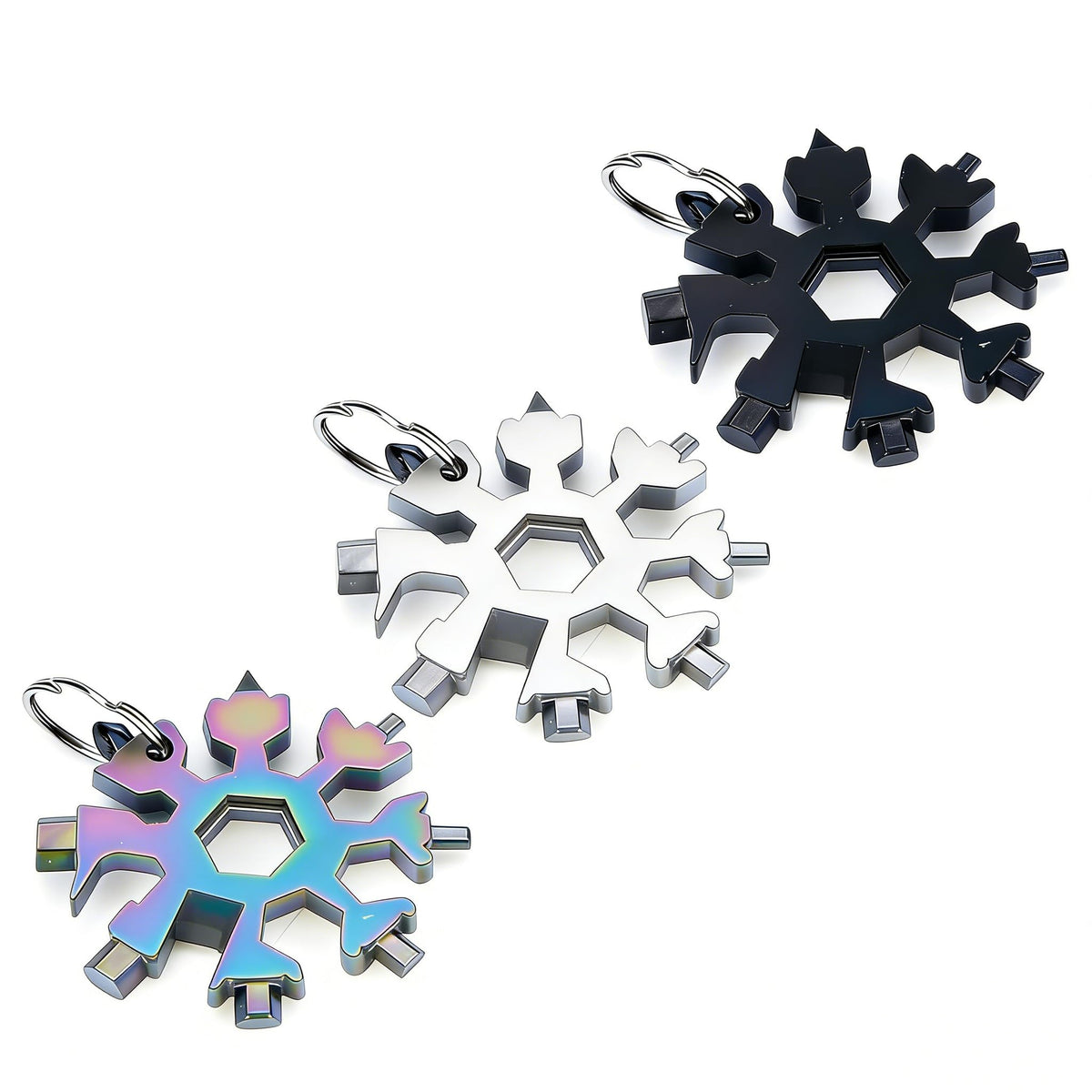3Packs Snowflake Multi Tool, 18-in-1 Stainless Steel Snowflake Multitool for Bottle Opener and Flat Phillips Screwdriver Kit/Wrench,for Men Adults Da (3 PCS-A)