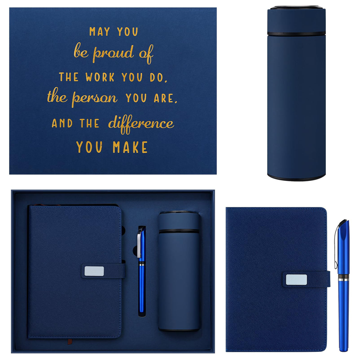 Honoson Employees Appreciation Gift Set for Men, New Employee Welcome to The Team Sets Notebook Pen and Tumbler May You Be Proud, Farewell Gifts for Coworkers(Blue)