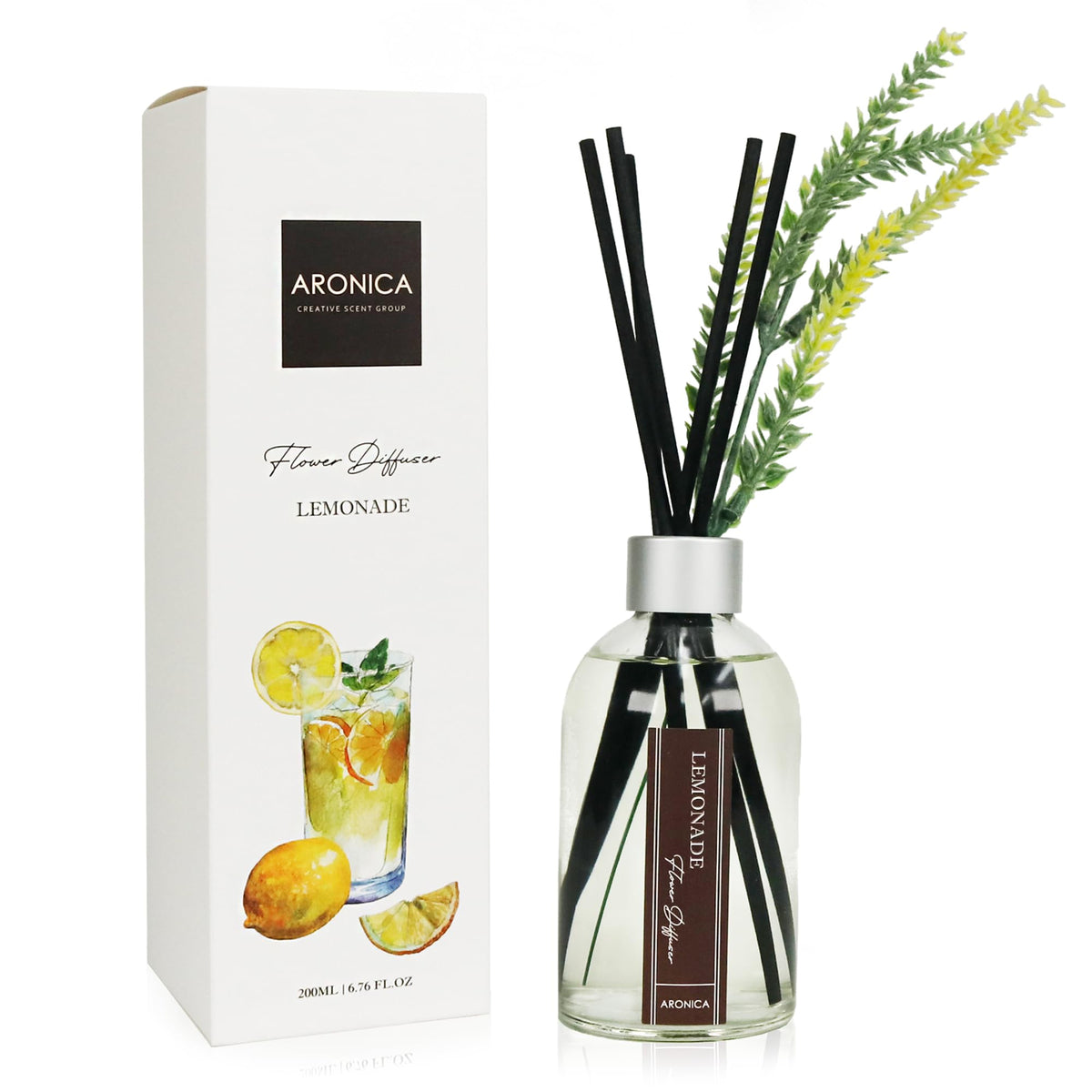 Aronica Lemon Scented Air Freshener, Reed Diffuser Scent for Apartment, Lemon Infussd Room Freshener, Citrus House Scent, New Apartment Essentials, House Warming Gifts New Home