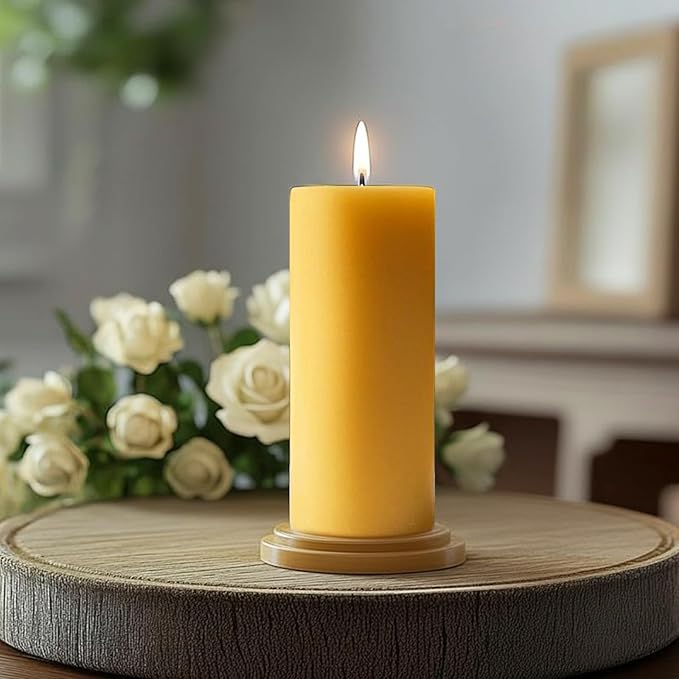 2x5 Inch Beeswax Candles, Natural Beeswax Pillar Candle with 52 Hours Burn Time, Organic Emergency Candle Long Burning for Home Decor, Gift Sending, Smokeless & Dripless
