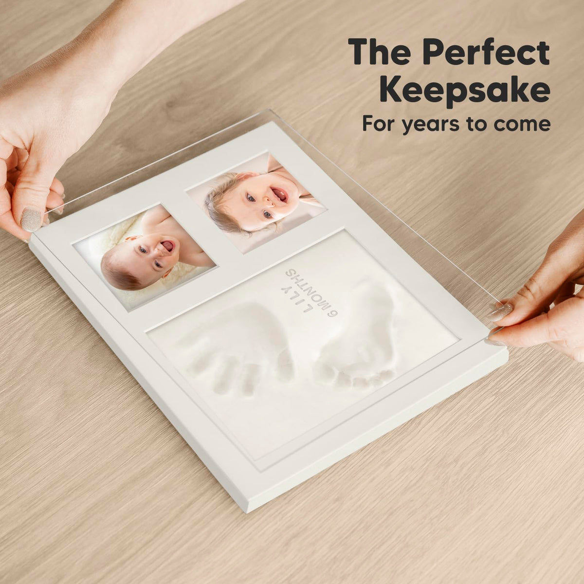 Baby Hand and Footprint Kit - Quick Dry Clay Baby Footprint Kit, Pets Paw, Newborn Keepsake Picture Frame for Boys, Girls, Personalized New Mom Gifts for Shower & Registry, Mother's Day (Alpine White)