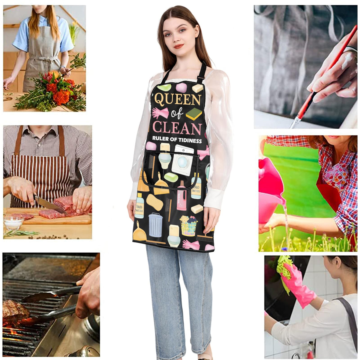 JXGZSO Housekeeper Apron Cleaning Apron with Pocket Housekeeper Gift Cleaning Janitor Custodian Gift for Cleaning Lovers (Tidiness apron)