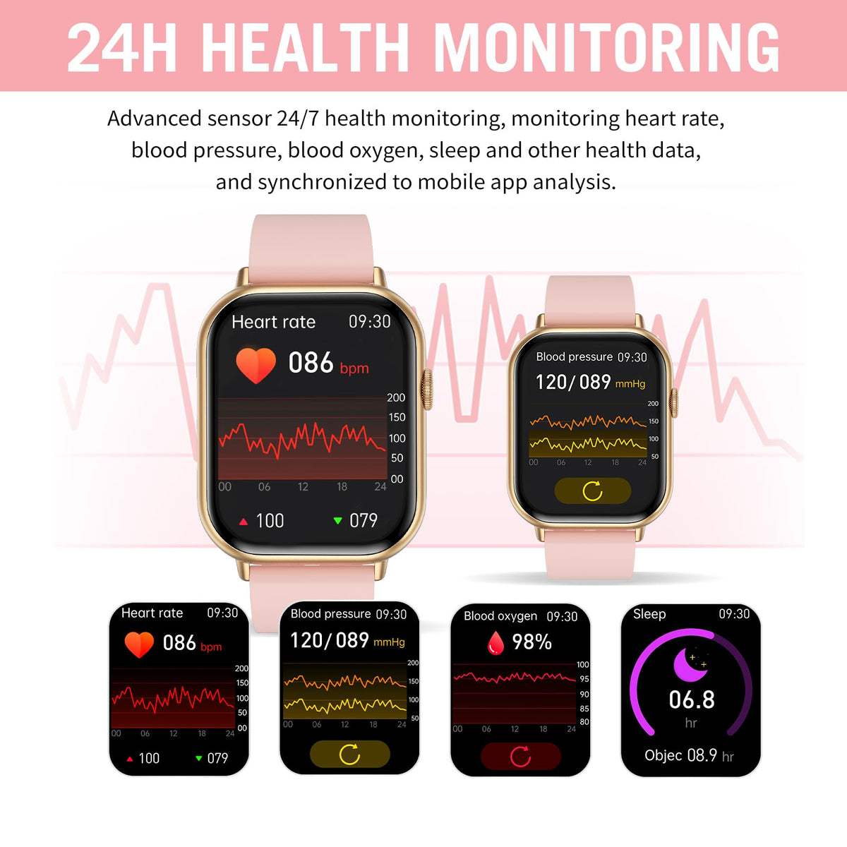 Smart Watches for Men Women (Answer/Make Call), 2.01" HD Screen Fitness Tracker Watch with Blood Pressure/Heart Rate/Sleep Monitor, Smart Watch for Android iOS Phones, IP67 Waterproof Sport Watch