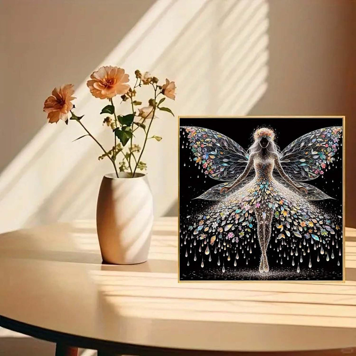 ZHUDENGXJL 5D Diamond Painting Kits for Adults,Colourful Angel Wings Fairy Diamond Art Kits for Adults,DIY Full Drill Diamond Dot Gem Art Kits for Adult Beginners,Wall Home Decor 12 X 12inch