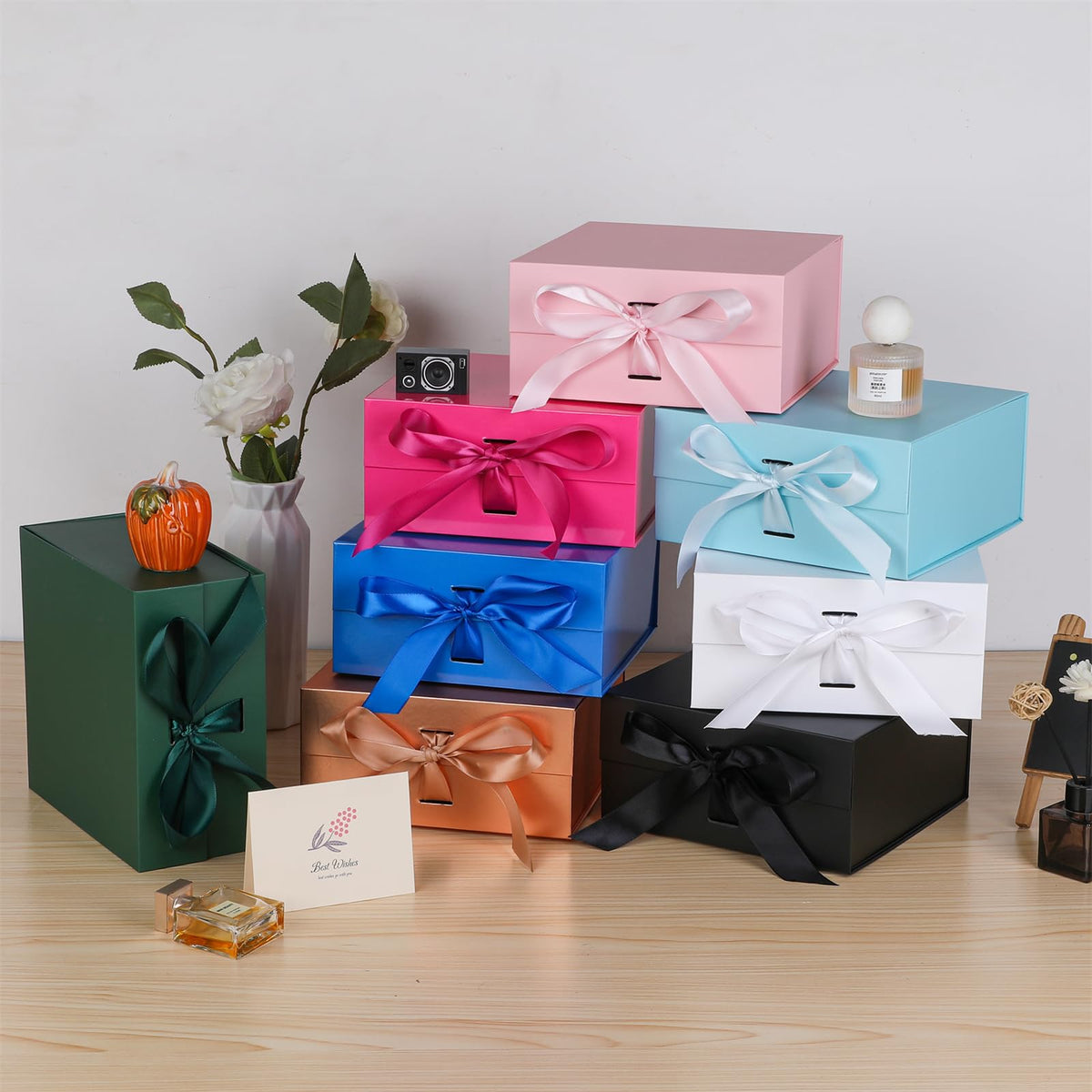 OEMVALATY Pink Gift Box,6x6x3 Inches Gift Boxes with Lids for Presents with Magnetic Closure and Ribbon for Wedding,Storage,Birthday