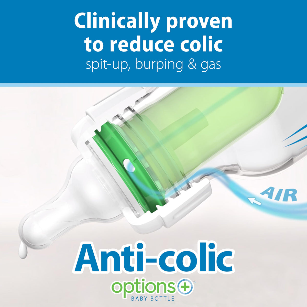 Dr. Brown's Natural Flow Anti-Colic Options+ Narrow Baby Bottle Gift Set with Advantage Pacifier & Bottle Travel Caps, 0m+ (Packaging/Pacifier May Vary)