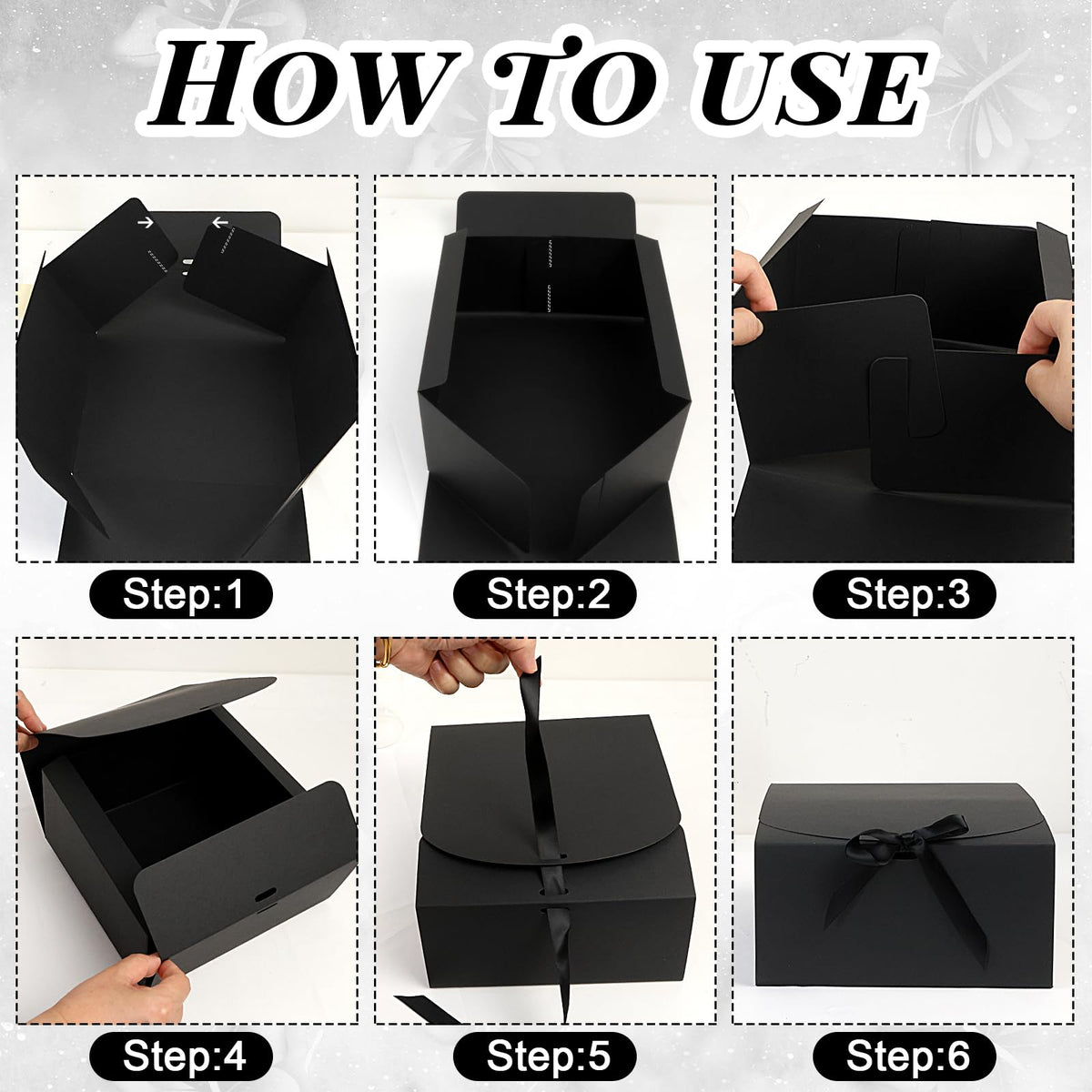 HOMENERGY Bridesmaid Proposal Gifts Set 6 - "Will You Be My Bridesmaid Kit with Elegant Box Jewelry Box Glass Cup Invited Cards Knotted Bracelets Sunglasses Scrunchies Raffia Grass (Black, 54 Pcs