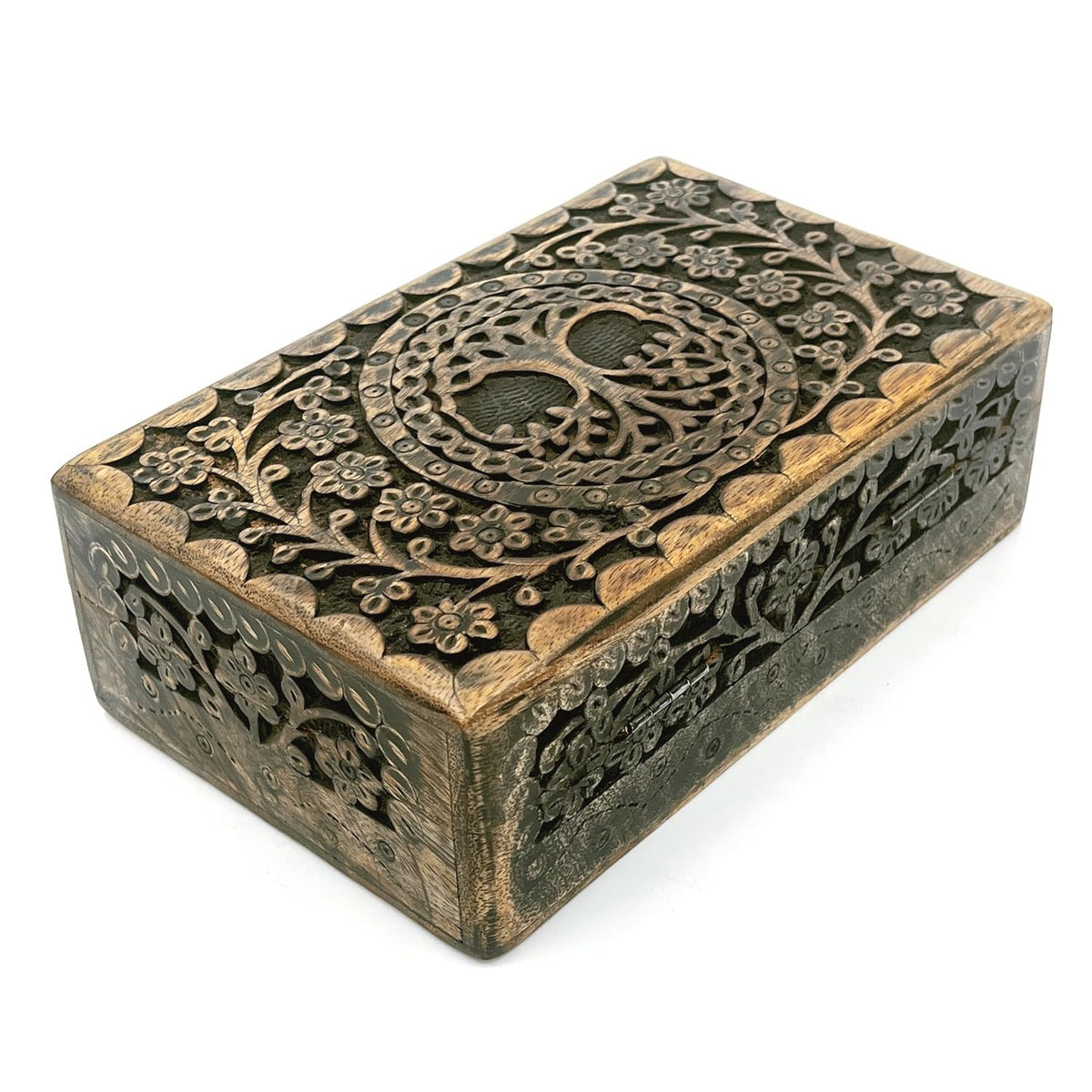 ZYNTIX Wooden Jewelery Box Decorative Box with Life of Tree Carving - Antique Design for Sister Birthday Gifts, Jewelry Organizer Gifts For Women Birthday Unique, wooden Handmade love Gift (Black)