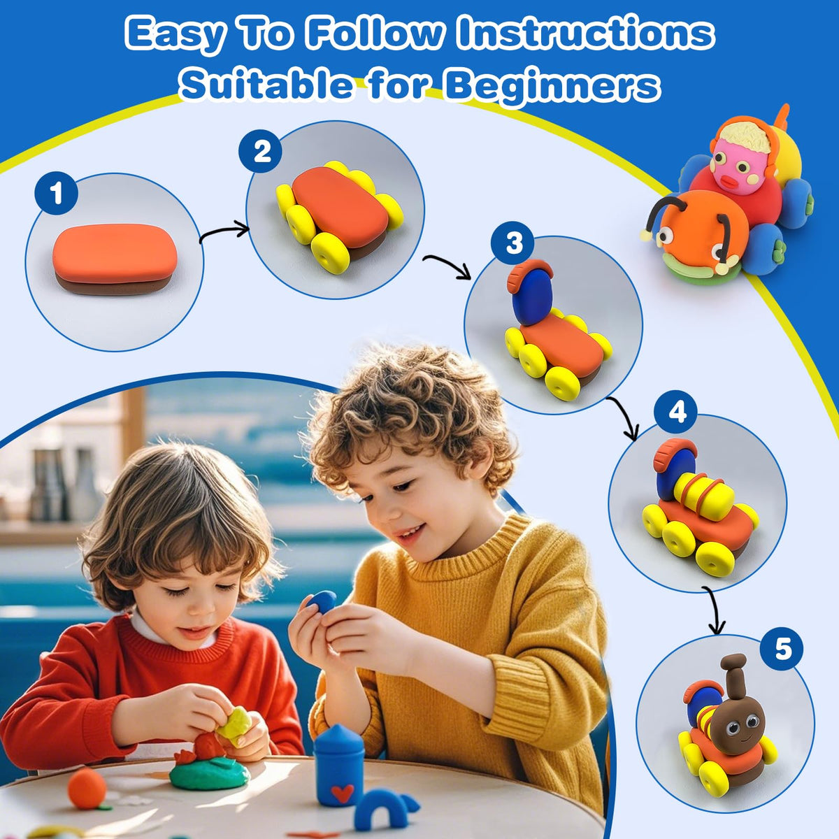 Ixiaoyoo Air Dry Clay for Kids, 158 Colors Modeling Clay Kit, DIY Model Toys with Sculpting Tools, School Arts & Crafts Set, Safe & Non-Toxic, Birthday & Christmas Gifts for Boys Girls Ages 3-12