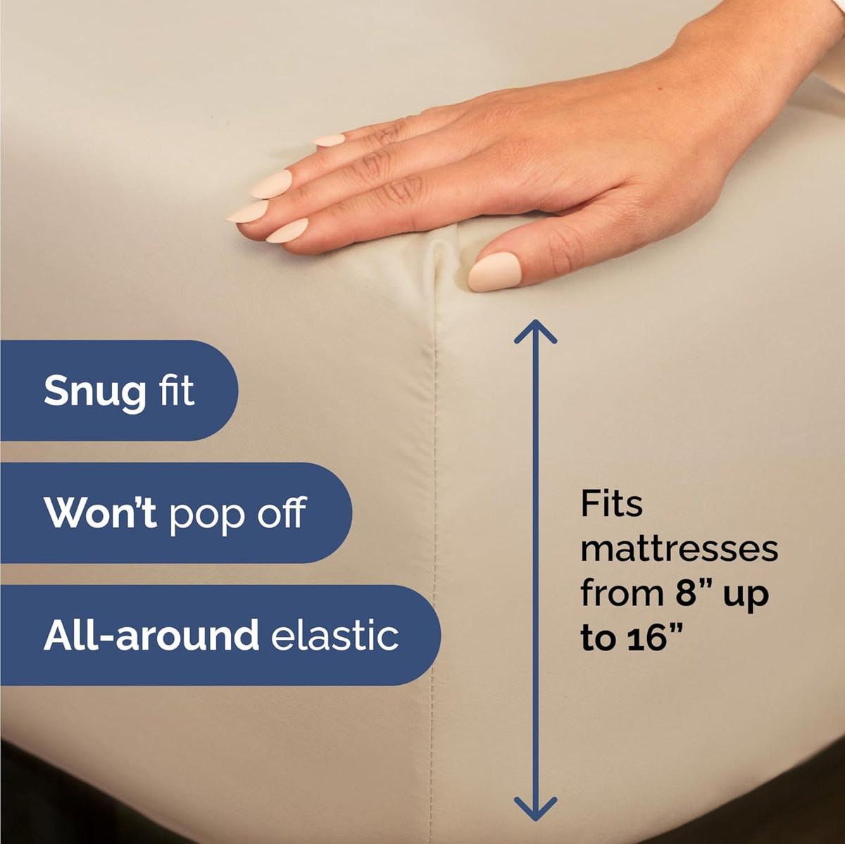 Skiennix Twin Size 3 Piece Sheet Set - Ultra-Soft Cooling Bed Sheets - Deep Pockets, Wrinkle-Free, Wheat Color