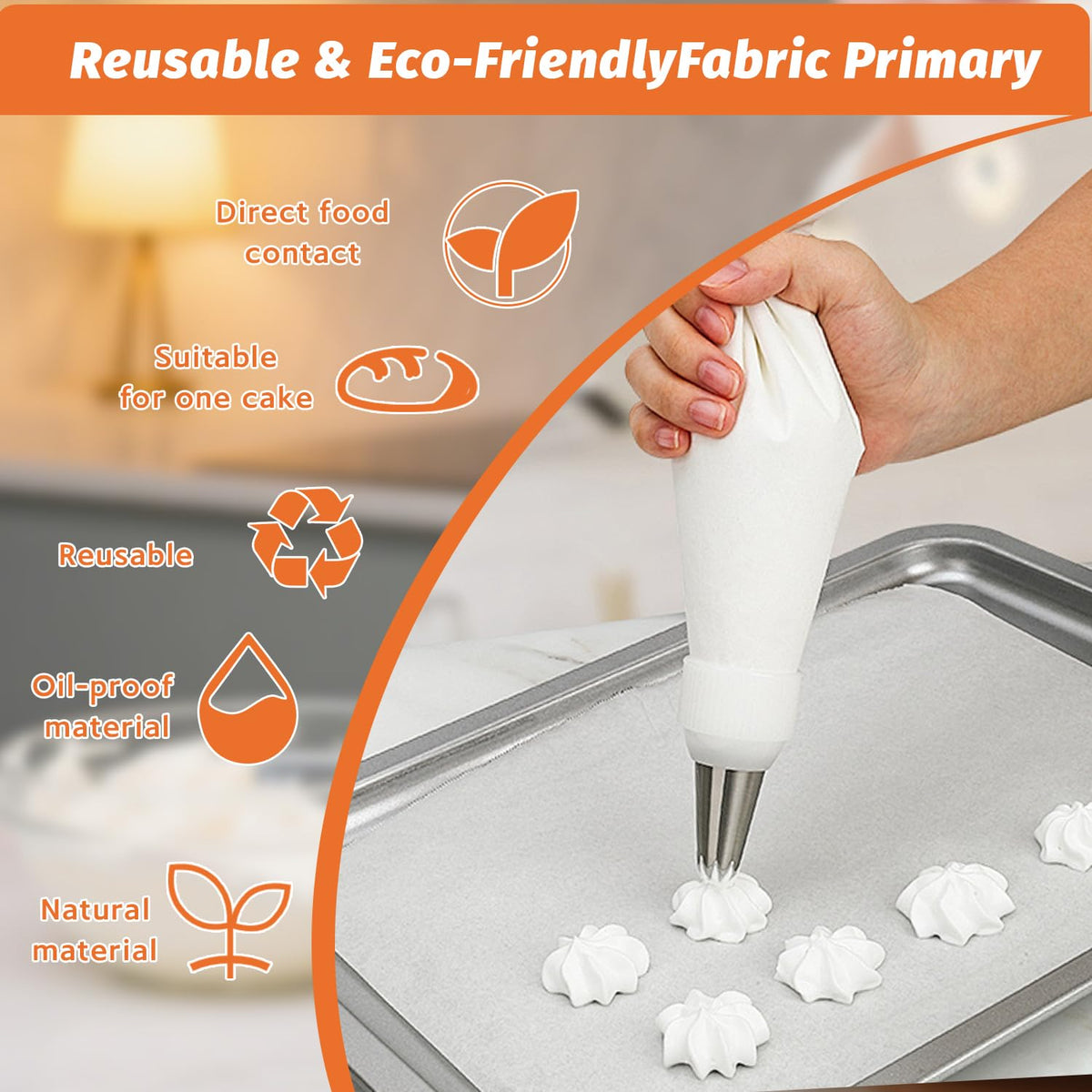 Piping Bags and Tips Set, Frosting Piping Kit for Baking with Pastry Bags and Tips, Standard Converters, Silicone Rings, Reusable cotton Piping Bags Easy to Clean for Cookie Icing, Cupcake