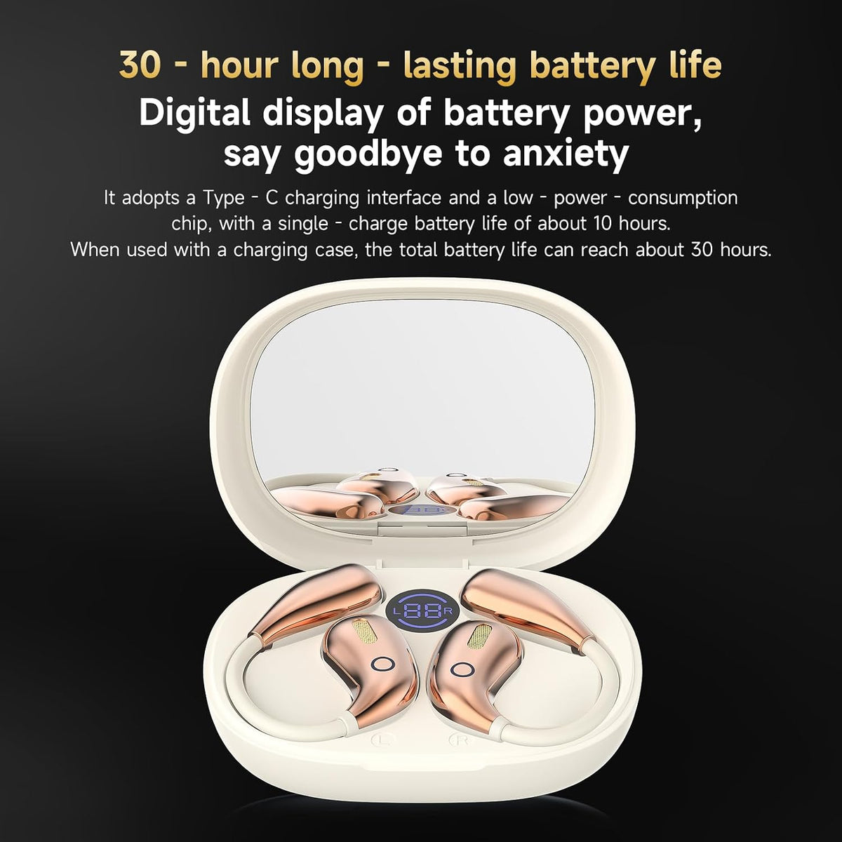 YYFEIDBFEO 5.4 IPX7 Open Ear Earbuds, Wireless Bluetooth Headphones, Stereo Sound Waterproof with Ergonomic Earhook