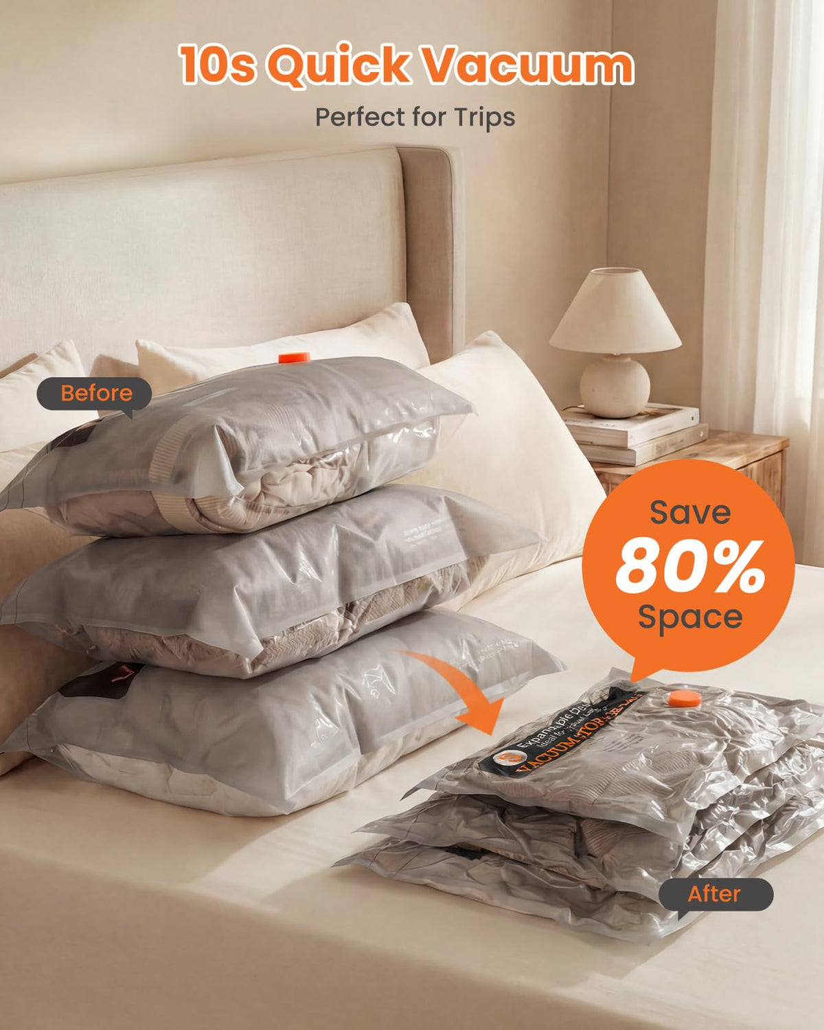 Vacuum Bags for Clothing Travel with Rechargeable Electric Pump, 9 Pack Compression Vacuum Storage Bags for Luggage and Seasonal Storage, Space Saver Seal Bags for Cruise and Vacation