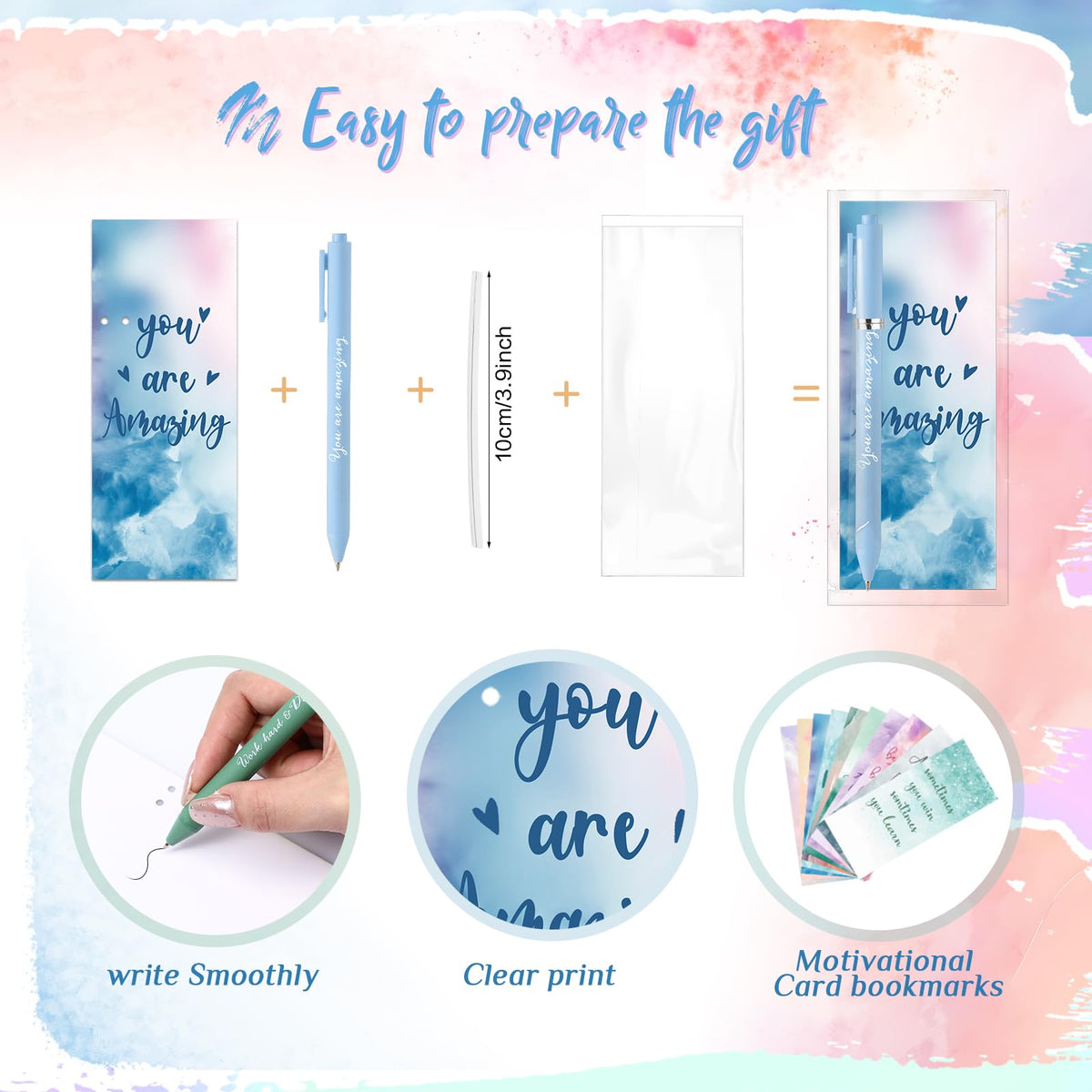 Quelay 30 Set Motivational Employee Appreciation Gifts Bulk Inspiring Quote Bookmarks Inspirational Pens for Women Team Building Gifts Employees Appreciation Thank You Coworker Staff(Inspirational)
