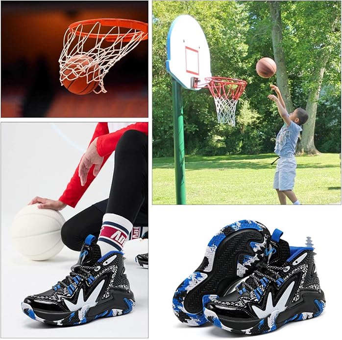 VITUOFLY Kids Basketball Shoes Boys Air Cushion Sneakers Girls Mid Top School Hoops Shoes Non-Slip Outdoor Sports Running Gym Comfortable Durable Little Kid/Big Kid