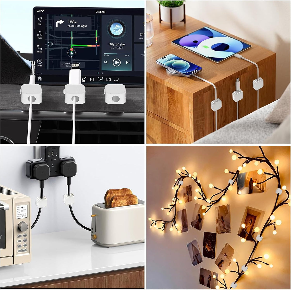 SDICSN 9 Pack [1S Magnetic Cable Clips Lock] Cord Organizer Spring Cable Holder Clips Cord Holder for Under Desk