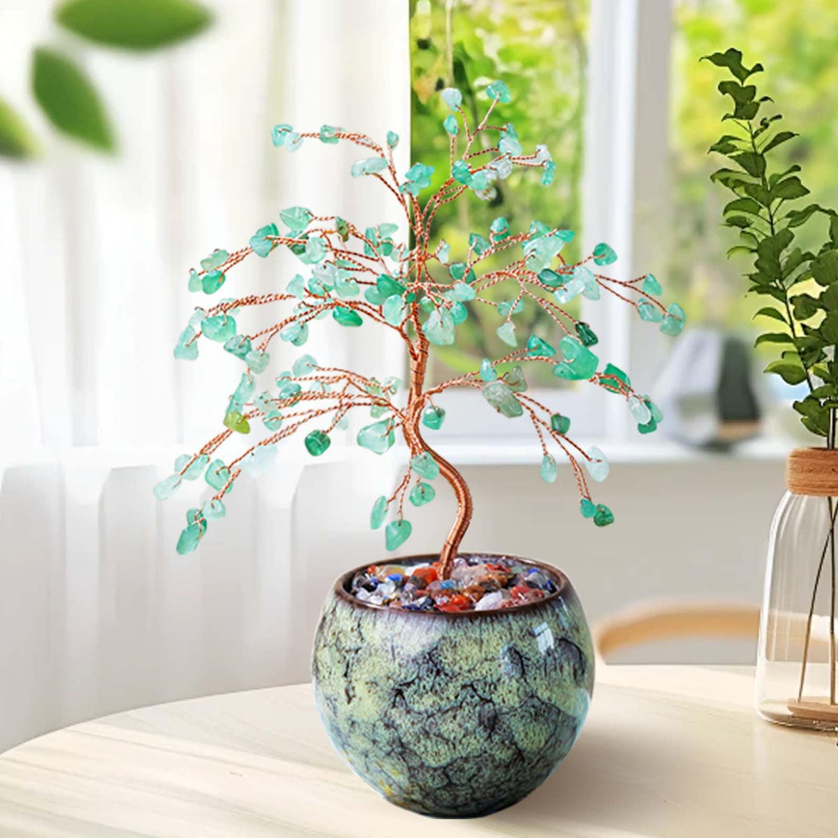 Runyangshi Green Aventurine Crystal Tree of Life - 8" Large Natural Chakra Healing Crystal Tree, Bringing Money, Good Luck, Positive Energy for Home Decor, Feng Shui Gifts, Office Desk Ornament