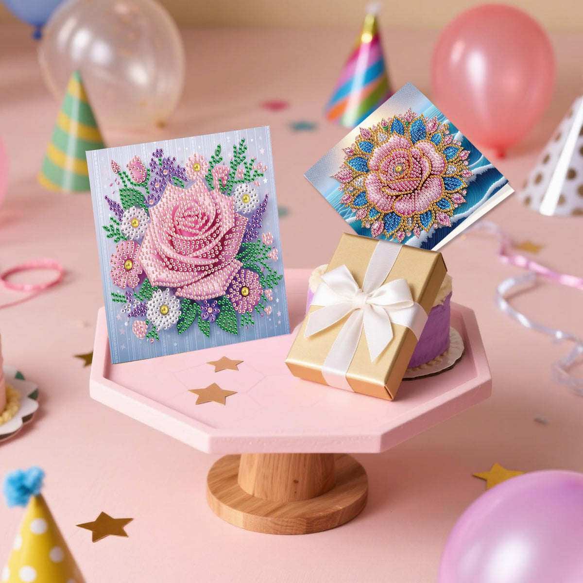 JZHYOAN 6Pcs Diamond Painting Cards Birthday Greeting Cards for Holidays Celebrations Diamond Art Card with Envelopes Crystal Arts Craft DIY Flower Gem Art Gem Painting Mosaic Kit for Adults