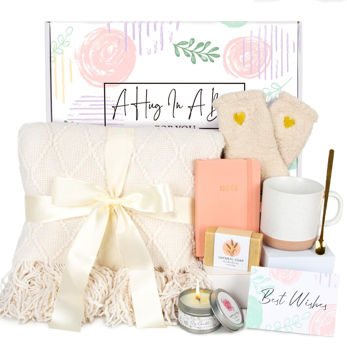 Self Care Get Well Soon Gifts for Women - Care Package Birthday Set Box for Women, Sympathy Gifts Inspirational Thank Thinking of You Basket Christmas Gift for Her Mom Girlfriend Wife Grandma Friend