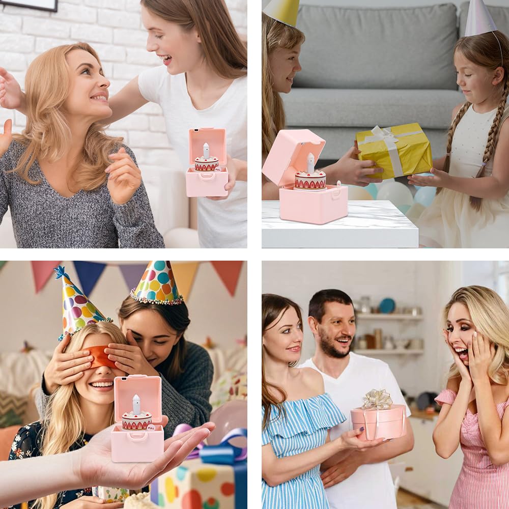 SLUQQHDU Surprise Gift Box,Surprise Pop up Gift Box,Birthday cake design,Happy Birthdays Music Box,Happy Birthday Box For Men Women Little Boys And Girls (Pink)