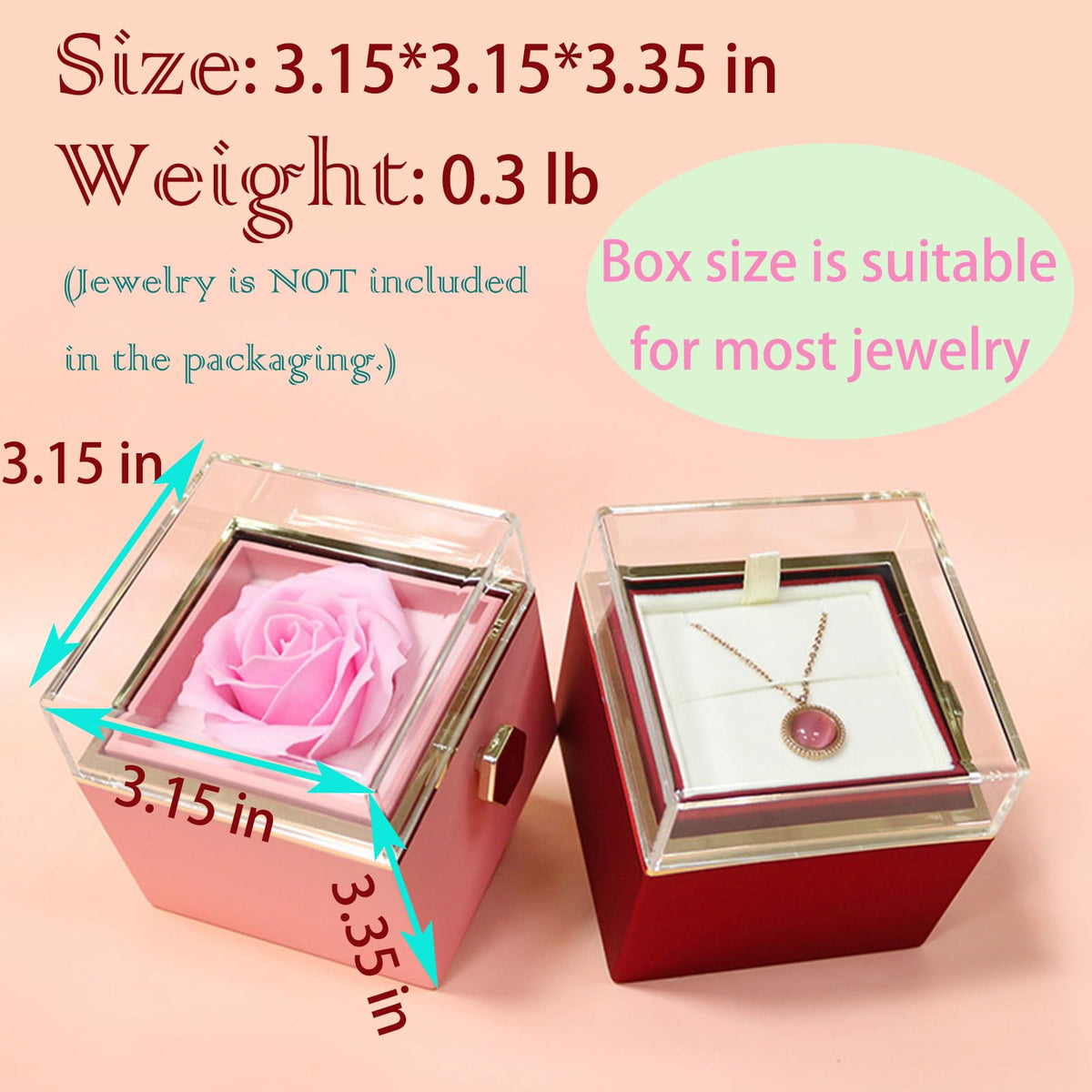 JYCMMFC Romantic Gifts for Her Rose Ring Box Jewelry Box Artificial Flowers Eternal Rose Box Anniversary Wedding Valentines Day Christmas Birthday Thanksgiving Gifts for Mom Wife Girlfriend Women