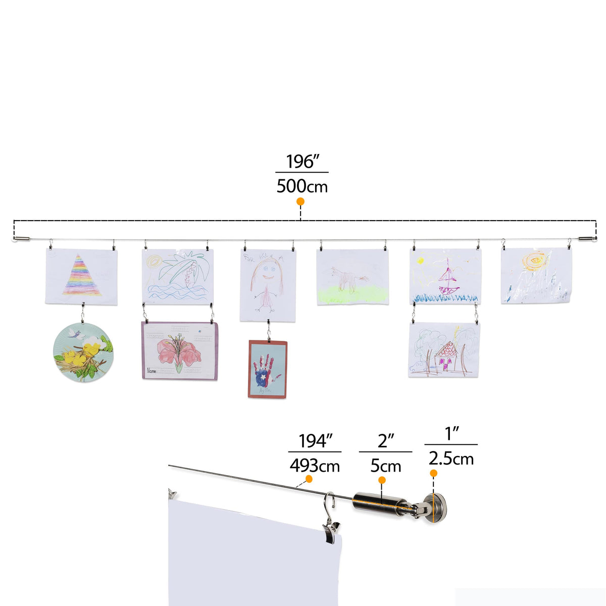 Wallniture Curtain Drape Wire Rod Set for Tapestry, Kids Crafts, Wall Decor Picture Hanging Kit