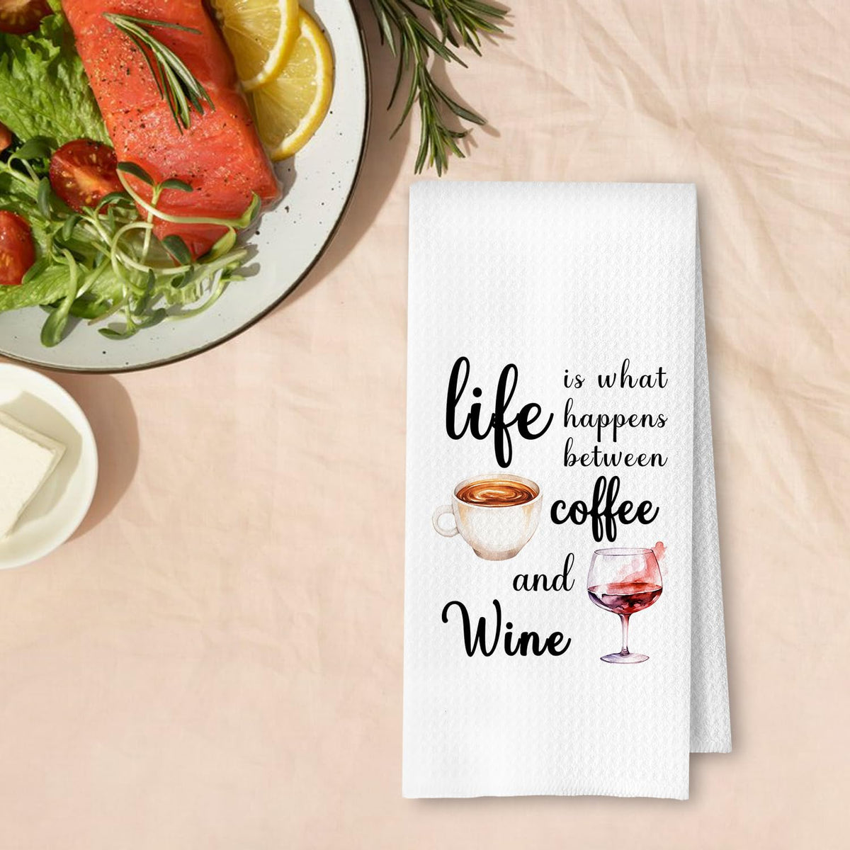 ArtisaEura Funny Coffee and Wine Kitchen Towels, Gifts for Wine Lovers Dish Tea Bar Towels for Kitchen Bar Cart Decor, Gifts for Coffee Lovers Decorative Hand Towels, 16x24 Inches