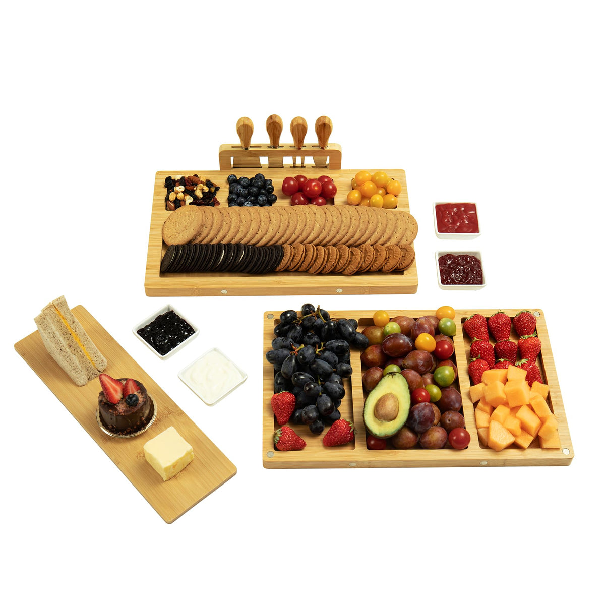 drmvalg Charcuterie Board Cheese Tray Set with Stainless Steel Knives, Slates and Bowls. Gift for Housewarming, Wedding Couple, Bridal Shower (cb001)
