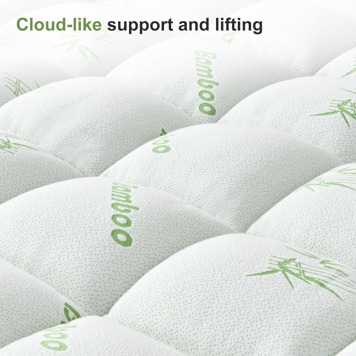 Skiennix Queen Size Mattress Topper - Soft Bamboo Viscose Pillow Top for Back Pain Relief | Cooling Protector, 8-21 Inch Deep Pocket, White