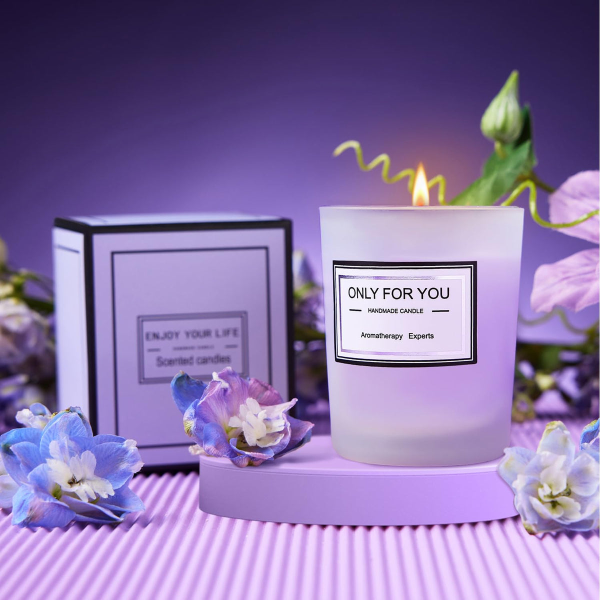Gifts for Women, Mom, Wife, Girlfriend, Sister, Friends Her - Unique Birthday, Christmas, Valentine's Day, Mothers Day Gifts, Wedding Gift - Initial Lavender Spa Gift Basket Box (C)