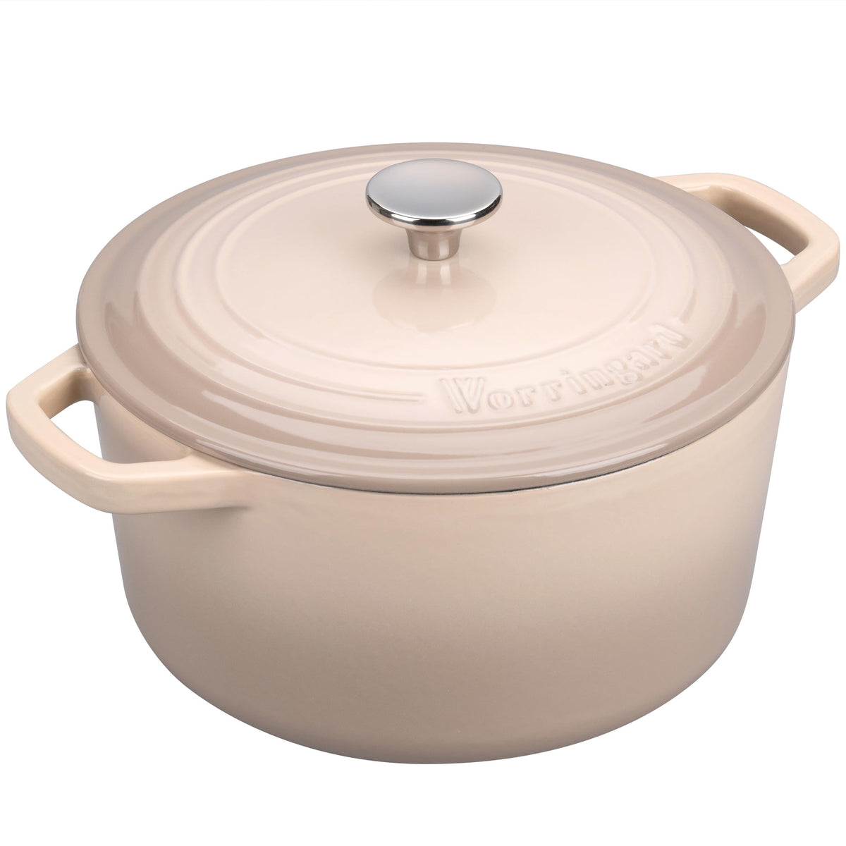 VORRINGARD Enameled Cast Iron Dutch Oven Pot with Lid, for Bread Baking, Round Bread Oven- include Sourdough Bread Baking Supplies Set, 4.5QT, Latte