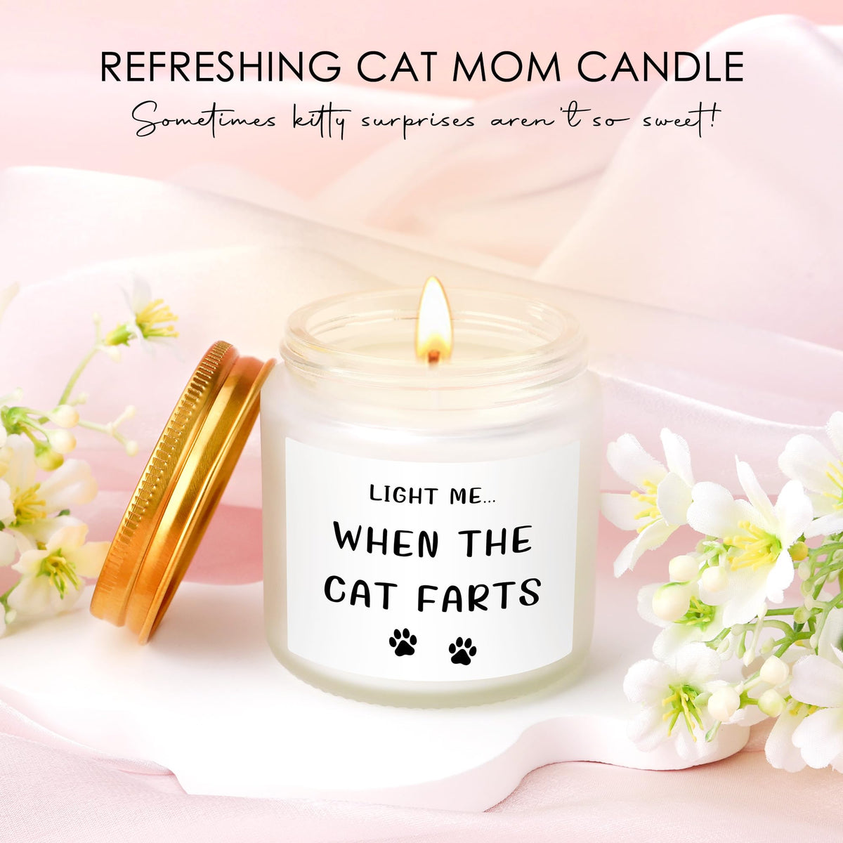 Verouis Cat Mom Gifts for Women Unique Cat Themed Gift for Cats Lovers Gifts for Women Funny Cats Accessories for Woman - Kitty Paw Socks Keychain Pen Candle Cup Sticky Notes Makeup Bag Card