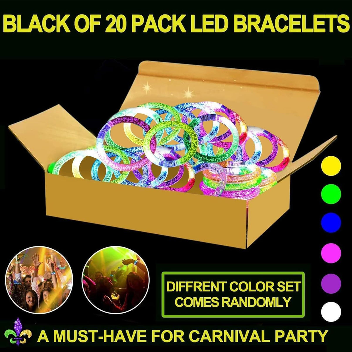 20 Pack LED Glow Bracelets Party Favors for Adult Glow in The Dark Party Supplies, LED Bracelet Light Up Toys Neon Birthday Wedding Gifts, Goodie Bags Stuffers, Classroom Games Prizes Patriotic