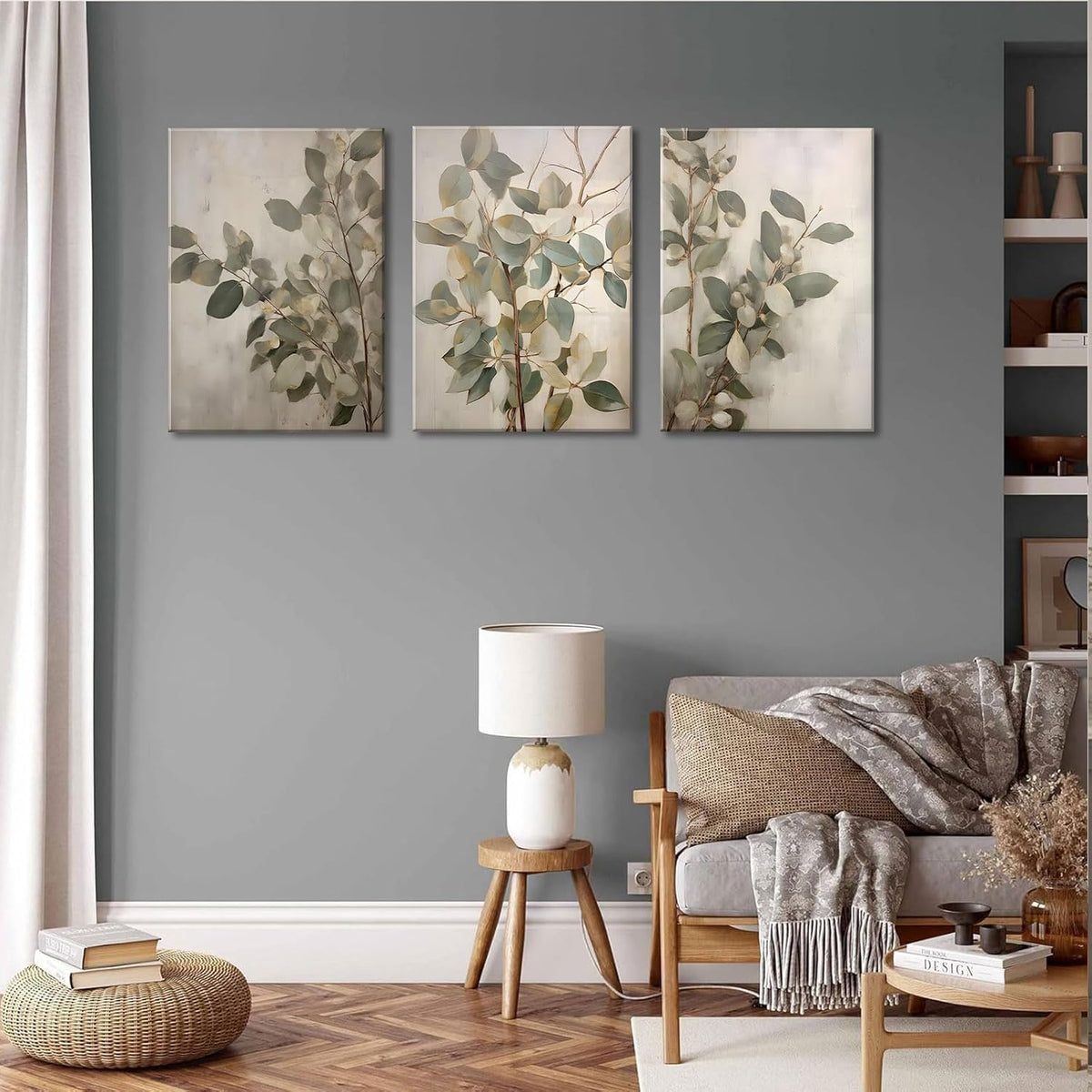SUAXTCCR Eucalyptus Canvas Wall Art - Modern Botanical Prints for Bedroom & Living Room | 12x16 Inch