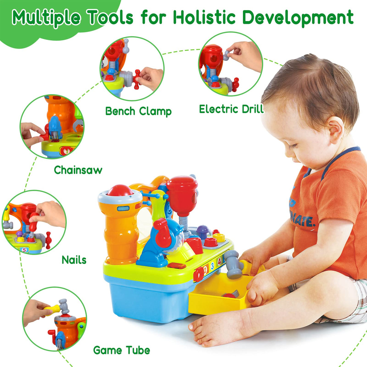 SYAOMUNLY Baby Toys for 1 Year Old Boy Girl Musical Learning Workbench for 1 2 Year Old Boy Birthday Gift Early Educational Sound Shape Toddler Toys Age 1-2 Tool Set for Kids 12-18 Months