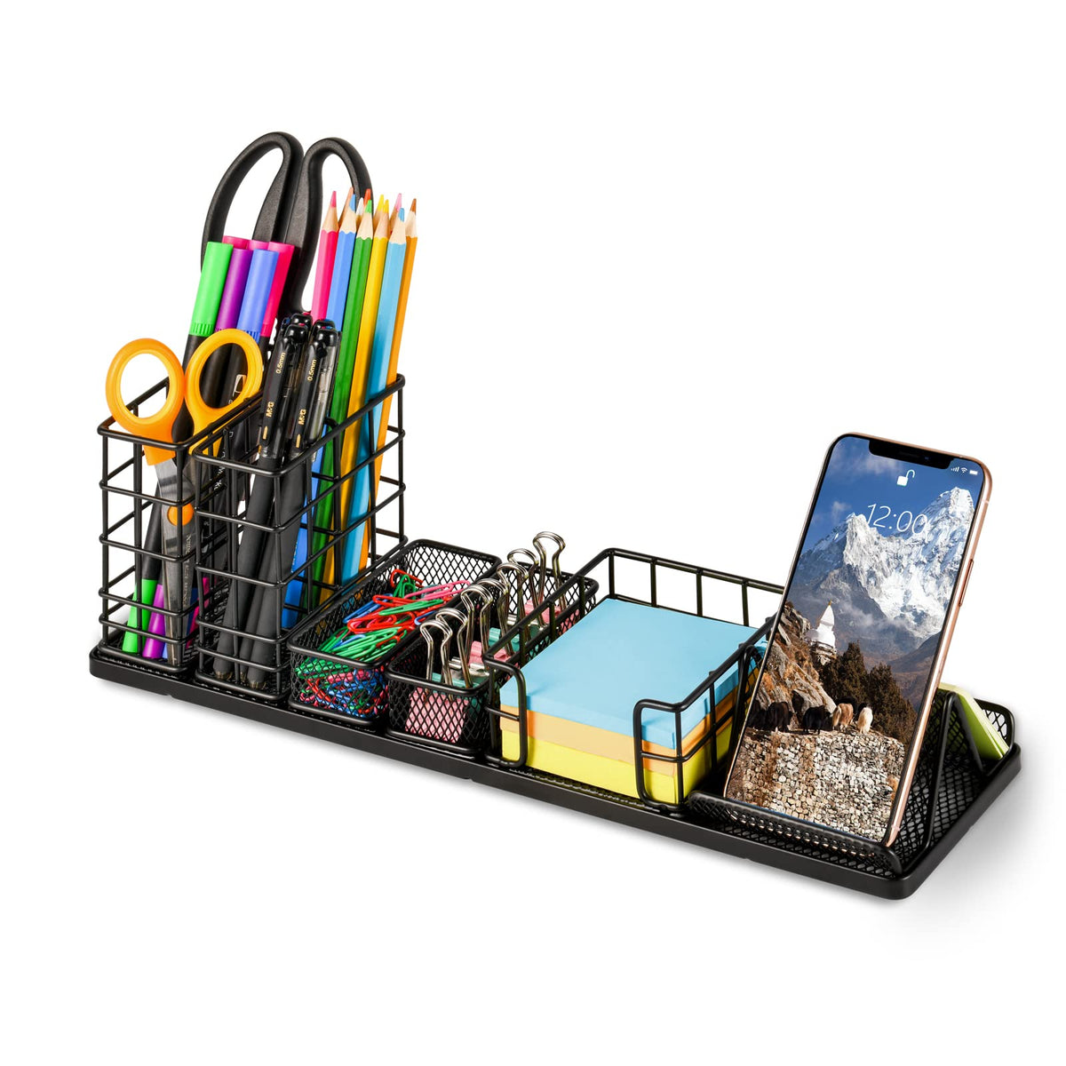 Topwey Pen Holder for Desk, Rotating Pencil Holder, Cup Holder for Desk Office, Pen Organizer in Black (Jet Black)